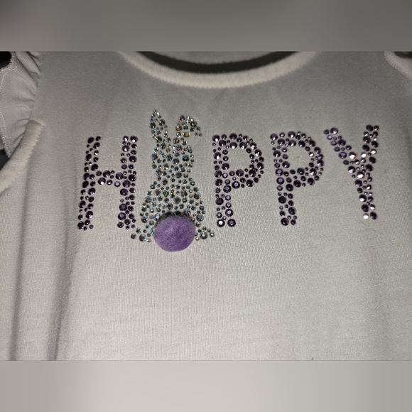 Girls Happy Easter Purple and White Bunny Tulle Dress. Size S. EUC - Picture 4 of 13